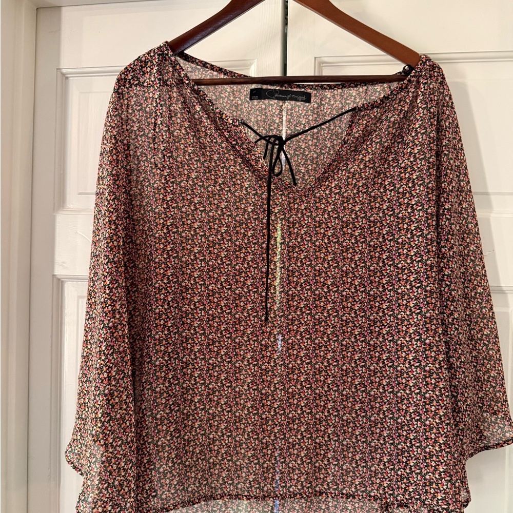 Patterson J. Kincaid Pink Crop Blouse with Tie Front